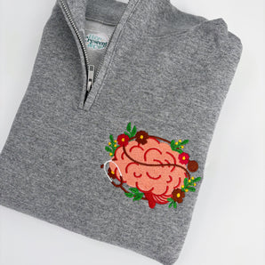 Anatomical Brain Zip-Up Crewneck