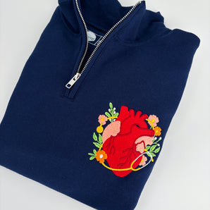 Anatomical Heart Zip-Up Crewneck